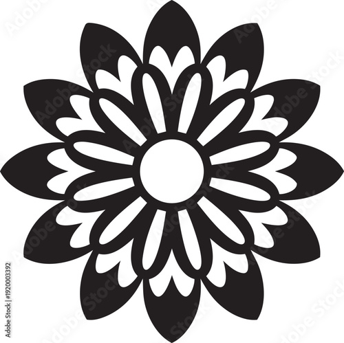 Mandala black vector silhouette