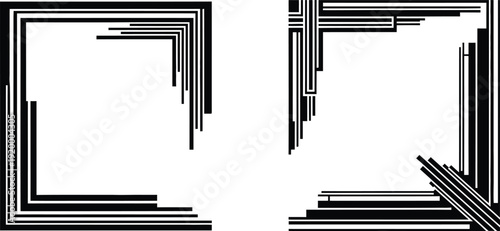 Glitchy distorted digital borders and frames