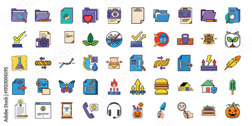 Vibrant icons for business, technology, and lifestyle concepts