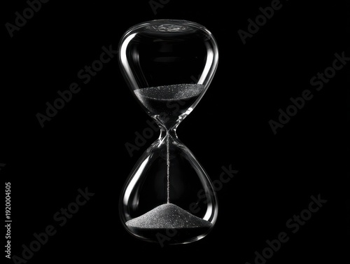 hourglass timer isolated on a black background