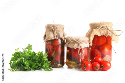 Glass jars with tasty canne...