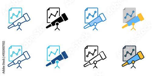Financial Forecasting icons set multiple style collection. Editable stroke 
