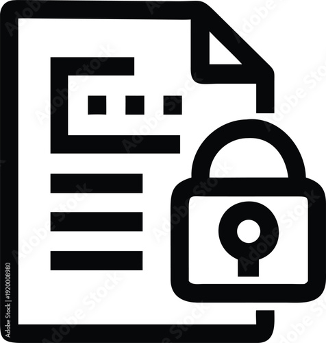 Secure document icon featuring a locked padlock on a file to symbolize confidentiality