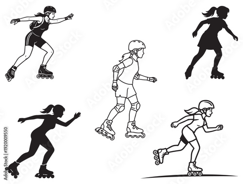 ROLLERBLADING GIRL SILHOUETTE