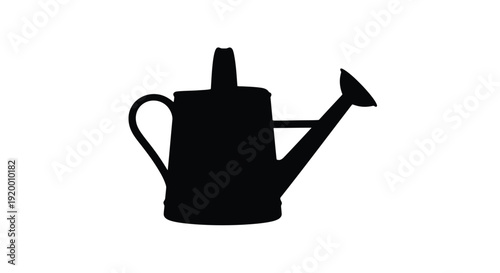 A striking black silhouette of a classic watering can