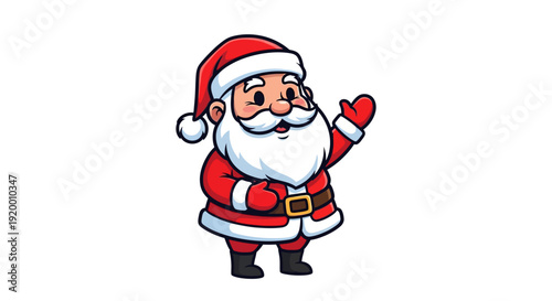 Cartoon Santa Claus with Red Suit and Beard