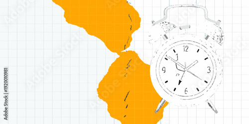 Stylized illustration of a wristwatch with an abstract orange shape