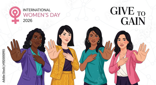 International Women’s Day flat illustration with diverse women