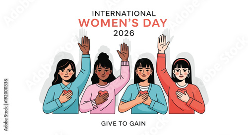 International Women’s Day flat illustration with diverse women