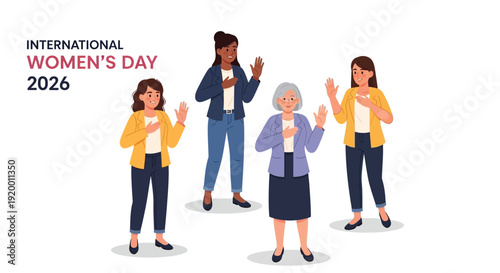 International Women’s Day flat illustration with diverse women