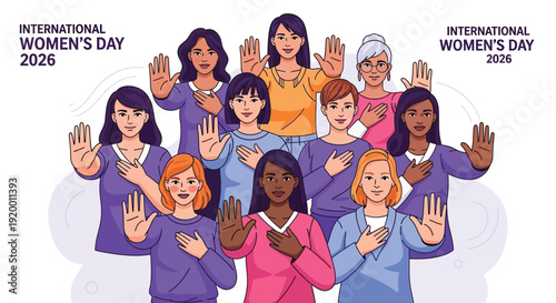 International Women’s Day flat illustration with diverse women