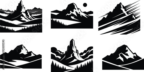 Black and white mountain landscape nature scenery