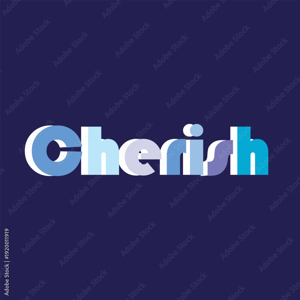 Fotografia Creative 3D Layered Cherish Typography on Dark Blue Background