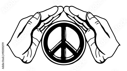 Hands holding a peace sign symbolizing harmony and unity in a powerful illustration