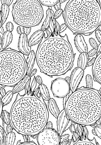 A serene illustration of citrus fruits and leaves pattern viewed from above closely