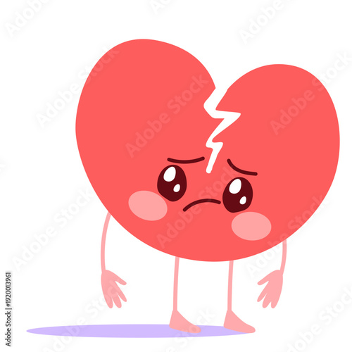 Adorable sad heart characte...