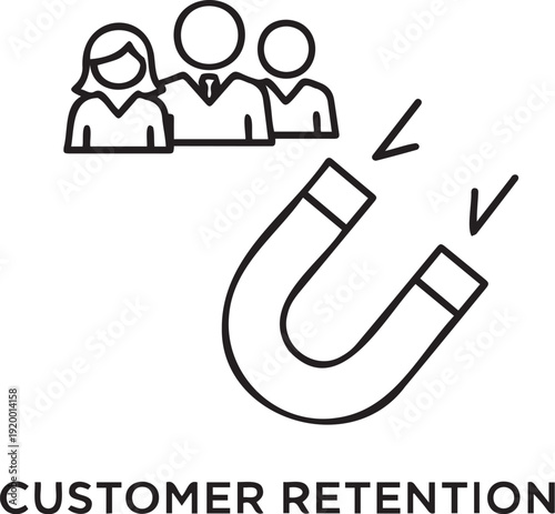 Effective customer retention strategy attracting and retaining customers with a simple yet powerful magnet illustration concept for business success and growth