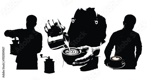 Cooking and kitchen activity silhouettes set