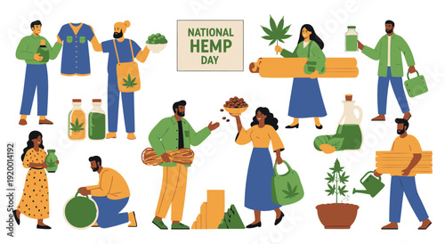 People celebrating national hemp day with hemp products