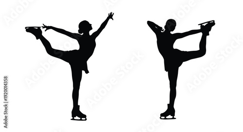 Figure skating silhouettes collection on ice