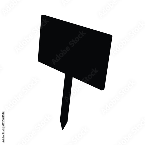 Blank black sign on a stake for labeling or advertising
