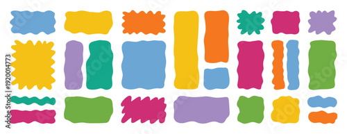 hand drawn organic liquid rectangle frame shapes set. vector fluid square blobs. wavy irregular abstract flat text box spots. curvy random colorful banners