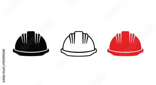 Three construction helmets in varying styles a striking silhouette