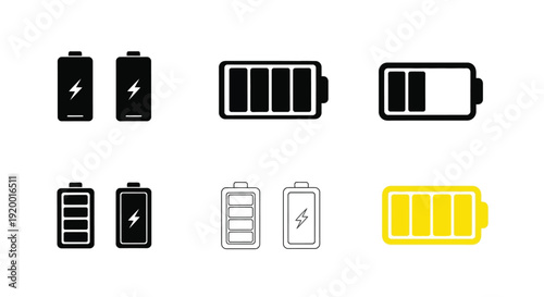 Various battery charge levels displayed as simple black silhouettes