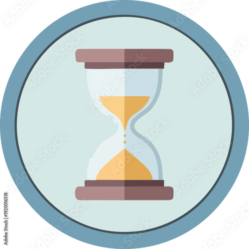An illustration of an hourglass with sand flowing from the top bulb to the bottom bulb, symbolizing the passage of time.