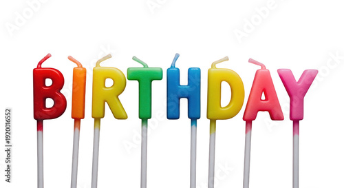 Rainbow Birthday Candles Spell Out Celebration