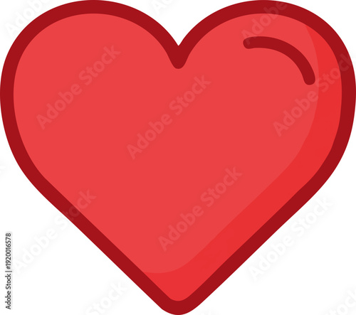 A simple, stylized red heart icon with a dark red outline and subtle shading.