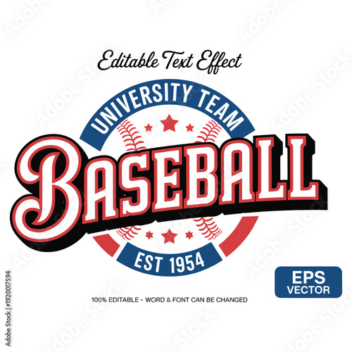 Baseball University Team Vintage sports emblem retro typography