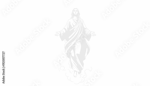 Jesus Christ Ascending to Heaven, Religious Symbolism, Divine Light, Hope, Faith