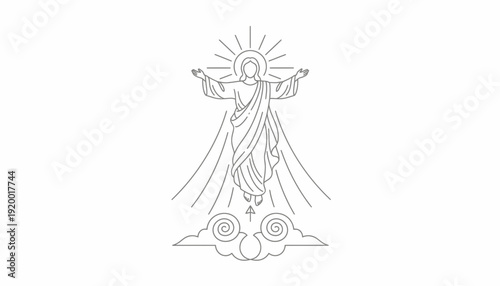 Jesus Christ Ascending to Heaven, Religious Symbol, Divine Light, Christian Faith