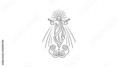 Jesus Christ Ascension, Divine Light, Religious Symbol, Christian Art, Resurrection
