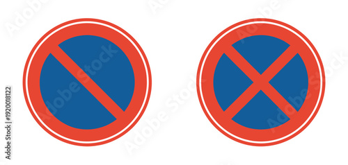No parking sign vector icon illustrating vehicle parking not allowed, prohibition, and traffic warning for public areas