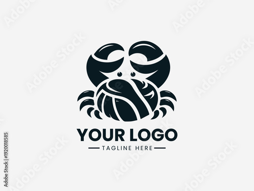 Crab Croissant black vector logo