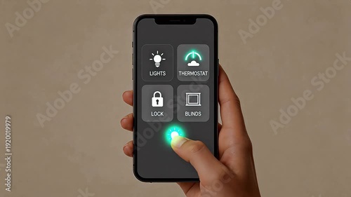 Wallpaper Mural Hand holding smartphone with smart home app Torontodigital.ca