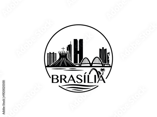 Brasilia city of Brazil skyline emblem with landmarks city of Mexico skyline emblem with landmarks