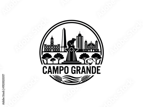 Campo Grande city of Brazil skyline emblem with landmarks city of Mexico skyline emblem with landmarks