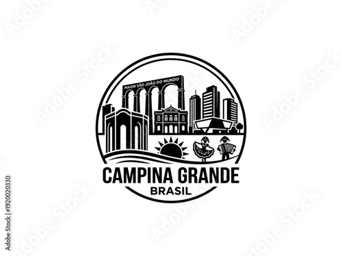 Campina Grande city of Brazil skyline emblem with landmarks city of Mexico skyline emblem with landmarks