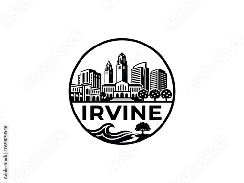 Wallpaper Mural Irvine city of United States skyline emblem with landmarks Torontodigital.ca