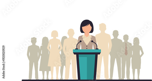 Diverse Women in Leadership Roles at Podium on International Women’s Day, Celebrating Diversity and Empowerment