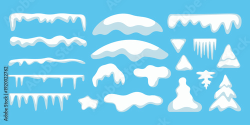 Snow cap and mountain peak elements