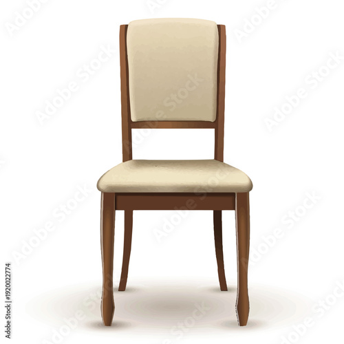 Vector Illustration of an Empty Chair Representing Bereavement, Loneliness, and Waiting on a White Background