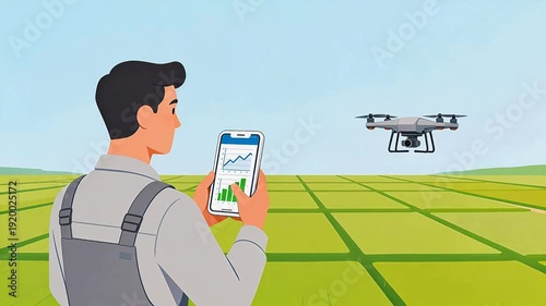 Wallpaper Mural Man operating drone over farmland Torontodigital.ca