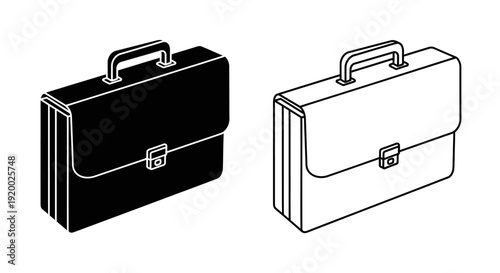 Black and white briefcase clipart, vector illustration of two attache cases Vector