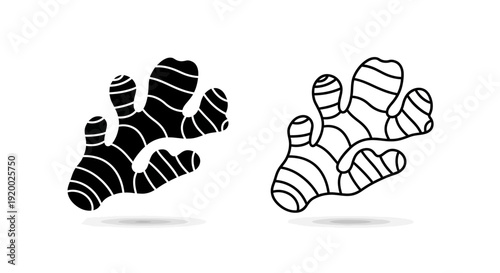 Black and white ginger illustration set of two, vector art, royalty-free image Vector