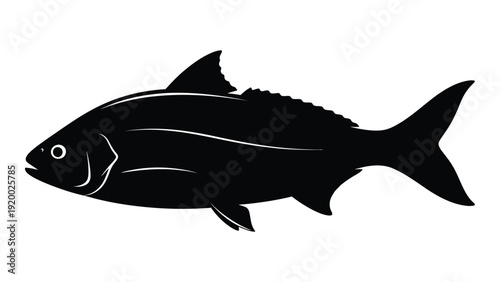 A sleek black fish swimming gracefully in the ocean with a distinctive body shape isolated on white background, Vector