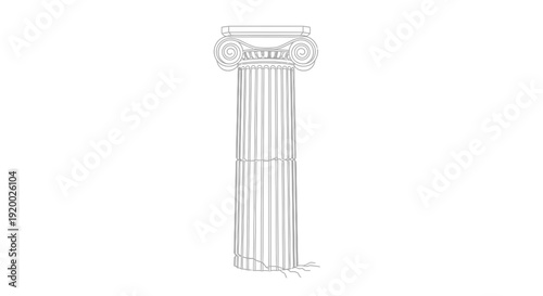 Ionic Column Illustration: Ancient Greek Architecture, Classical Design, Architectural Element